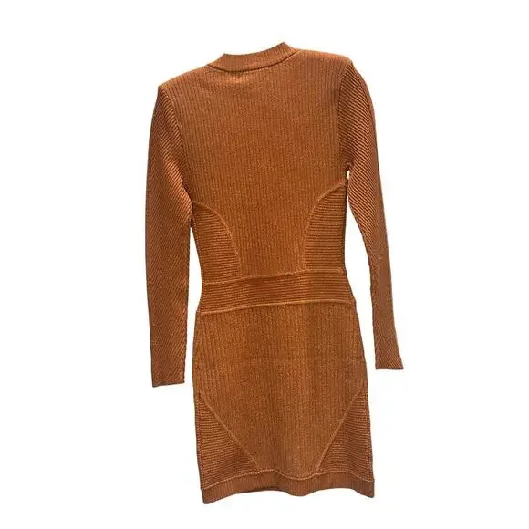 Retrofte  Zem Rib Knit Dress  Metallic Rust  XS